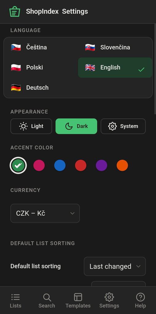 Shopindex – ustawienia języka, wyglądu i waluty